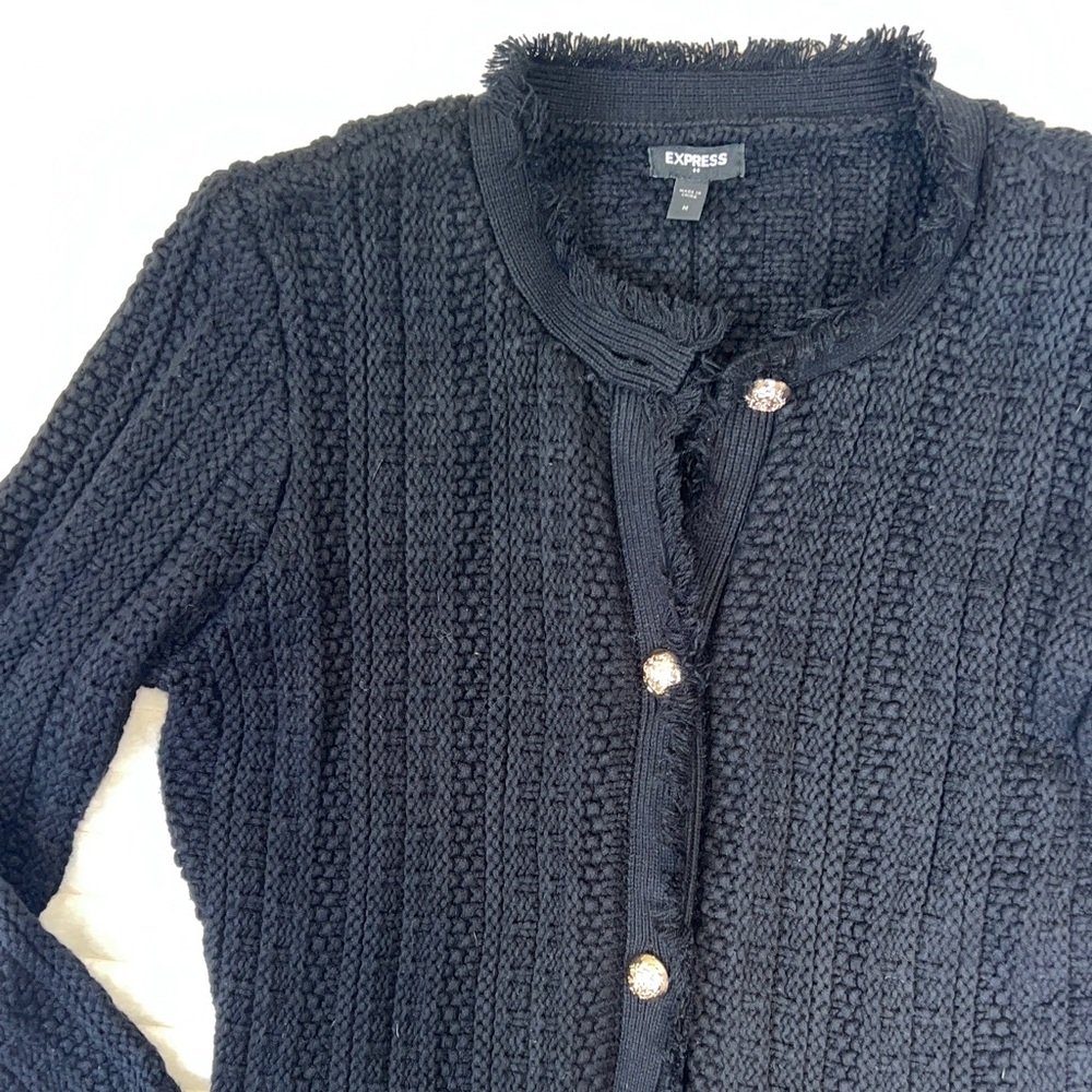 Express Black Cardigan with Gold Buttons